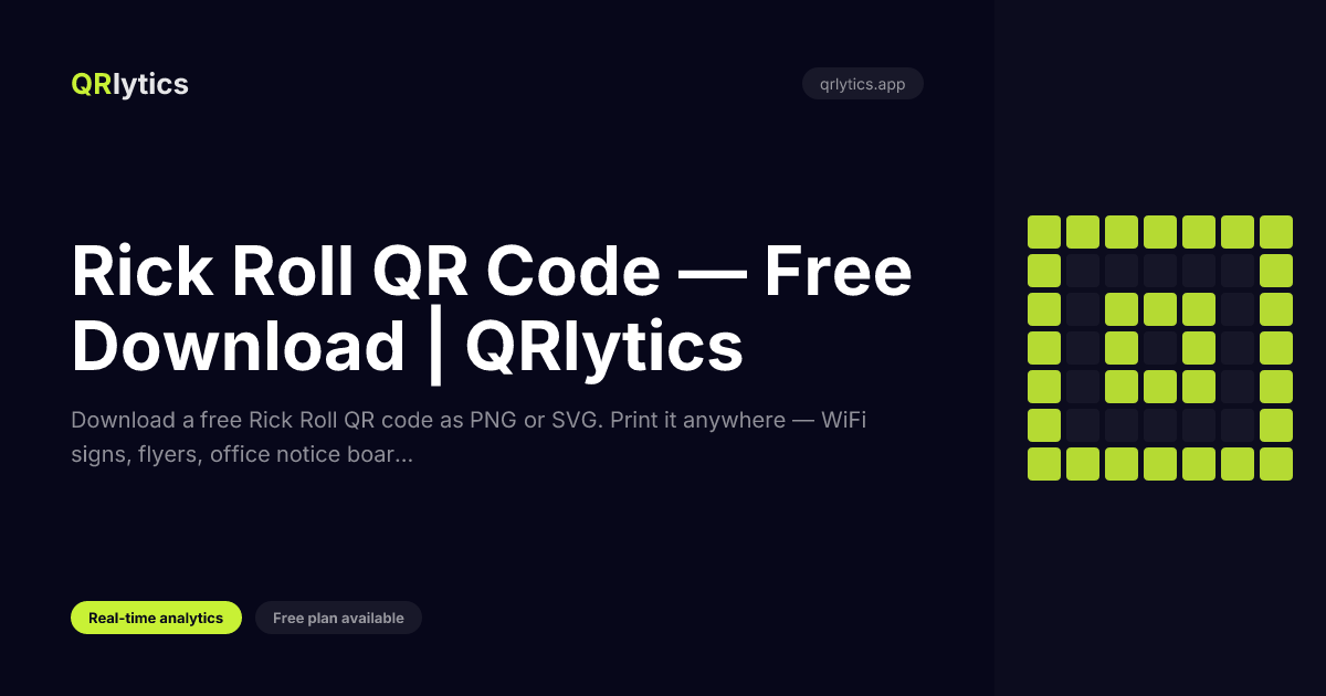 Rick Roll QR Code — Free Download (PNG & SVG) | QRlytics